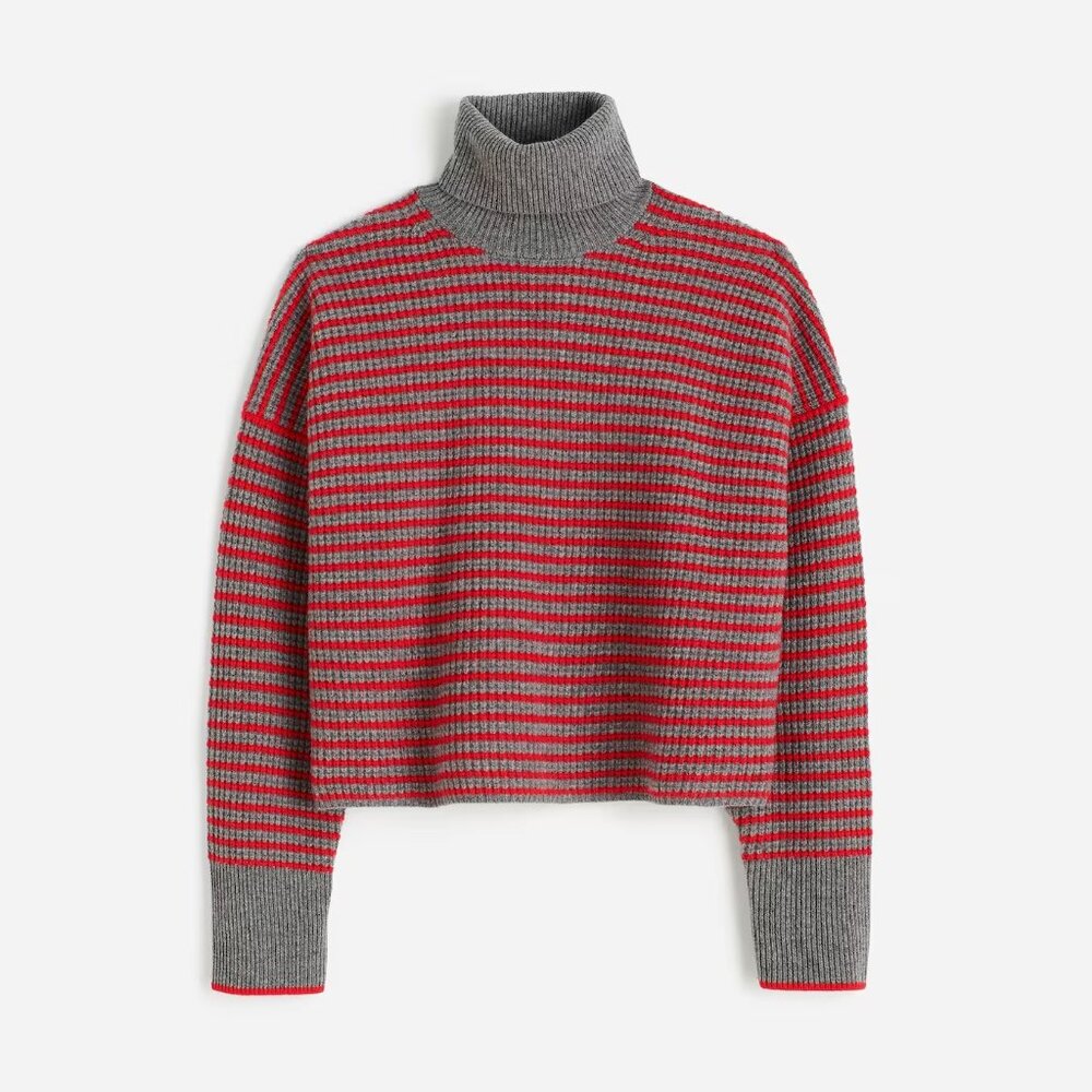 NWT Madewell Wool Waffle Turtleneck Stripe L